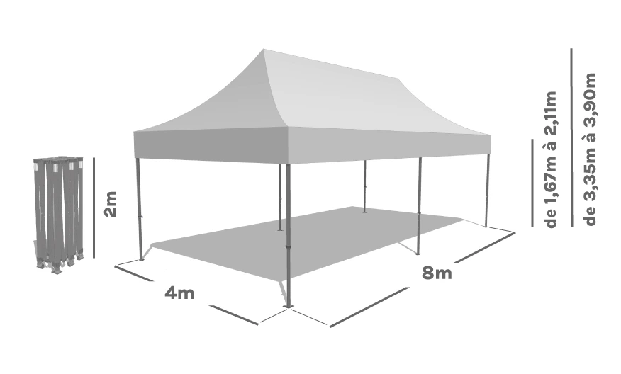 Schéma Barnum Pliant Alu Pro 45 LUXE 4x8m