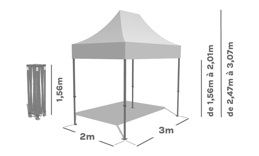 Schéma Barnum Pliant ALU PRO 55 ECO 2x3m