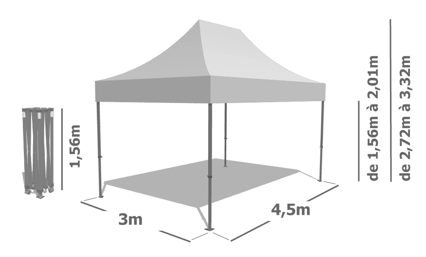 Schéma Barnum Pliant ALU PRO 55 ECO 3x4m5