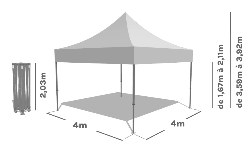 Schéma Barnum Pliant ALU PRO 55 LUXE 4x4m