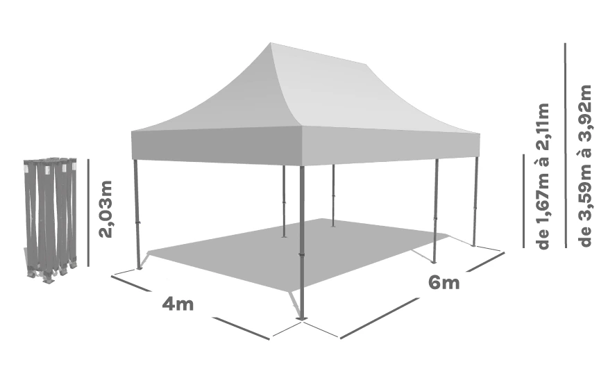 Schéma Barnum Pliant ALU PRO 55 LUXE 4x6m