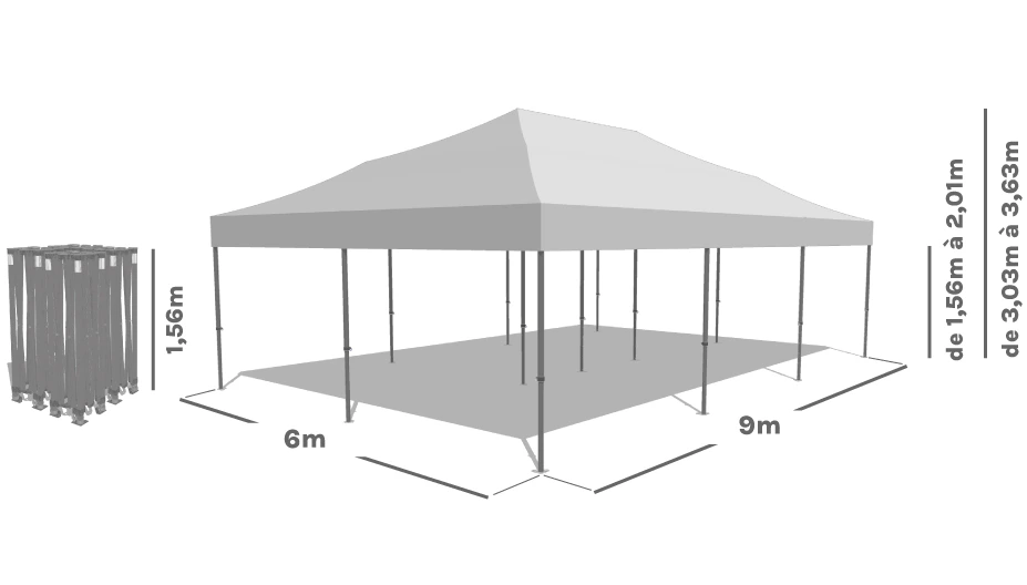 Schéma Barnum Pliant ALU PRO 55 XXL 6x9m