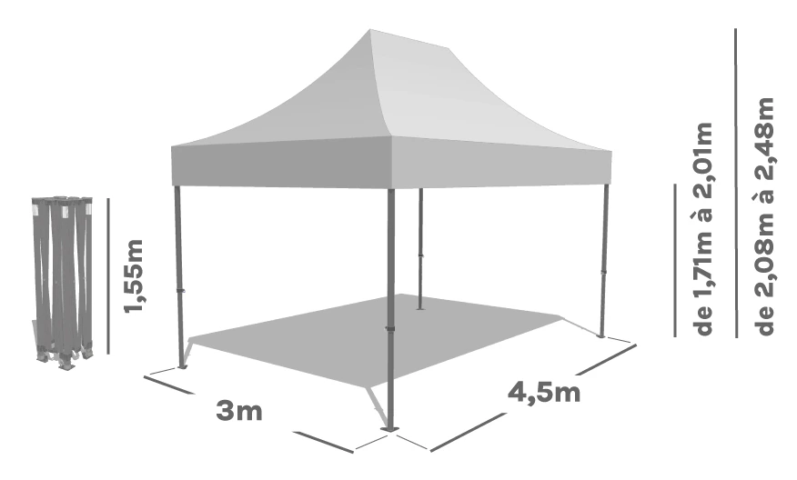 Schéma Barnum Pliant ALU 55 PRESTIGE 3x4m5