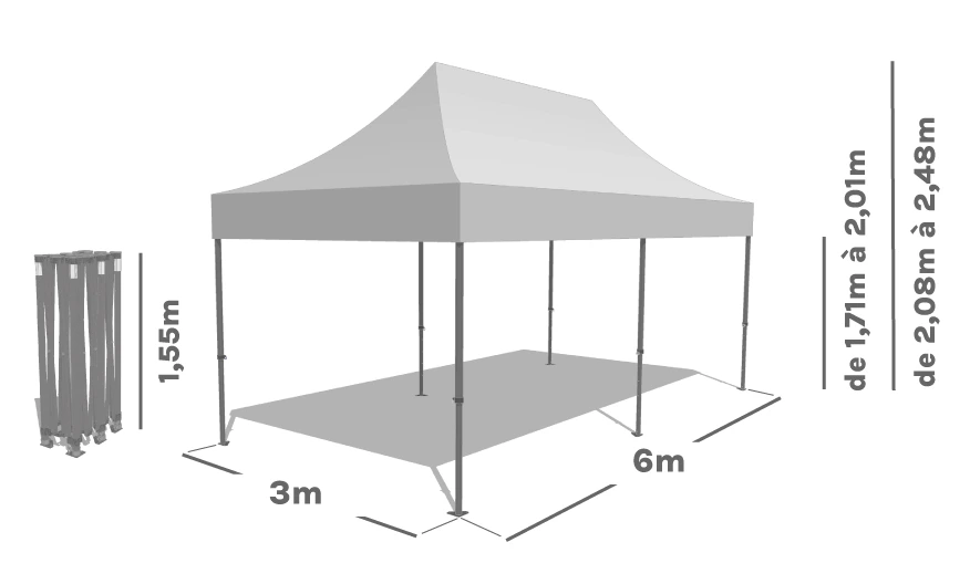 Schéma Barnum Pliant ALU PRO 55 PRESTIGE 3x6m