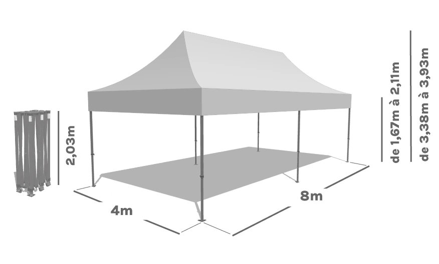 Schéma Barnum Pliant ALU PRO 55 PRESTIGE 4x8m