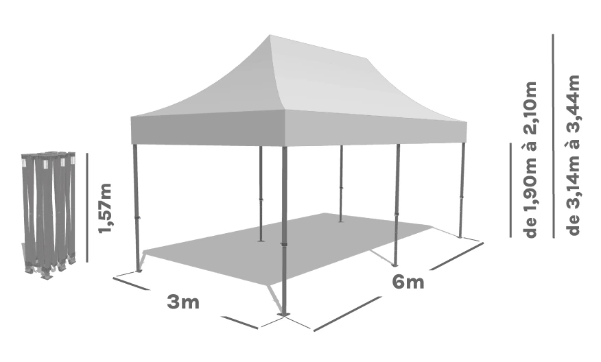 Schéma Barnum Pliant ALU 55 3x6m