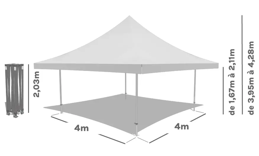 Schéma Barnum Pliant ALU PRO 55 AUVENT 4x4m