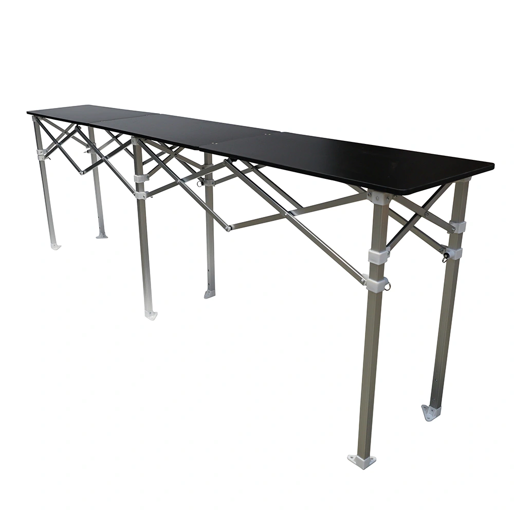 Table Comptoir Pliante 3 m avec Plateau noir de 42 cm