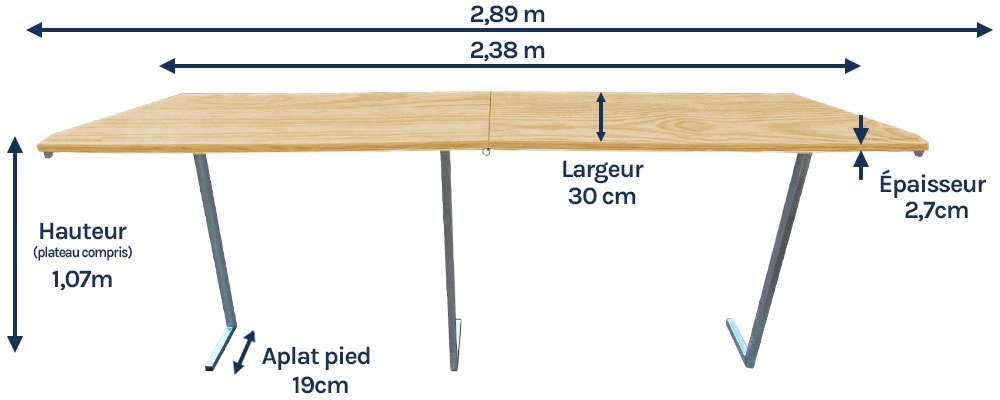 dimensions de la table comptoir buvette de 3m