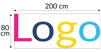 La taille maximum des logos doit être de 80 cm x 200 cm, dans la limite de 4 couleurs