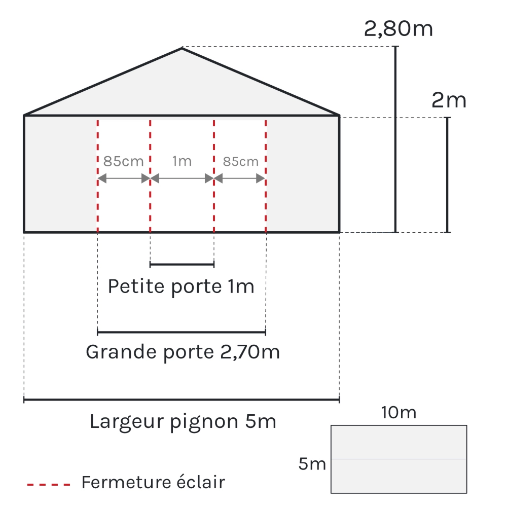 dimensions de la tente de réception